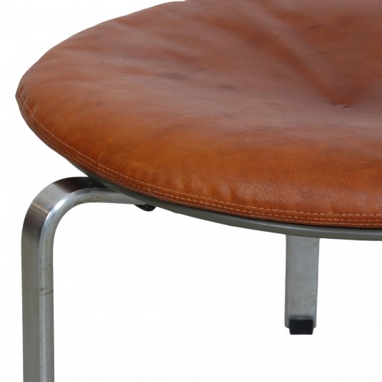 Poul Kjærholm PK-33 footstool in cognac leather by E. Kold Christensen