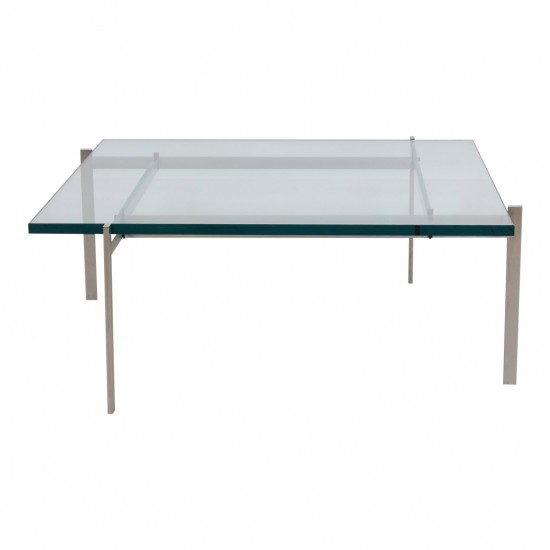 Poul Kjærholm Pk-61 coffee table with a new glass tabletop 