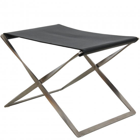 Poul Kjærholm PK-91 folding chair in black leather