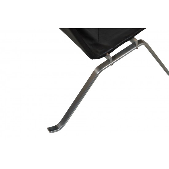 Poul Kjærholm PK-22 lounge chair in patinated black leather