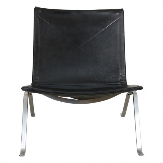 Poul Kjærholm PK-22 chair by Kold Christensen  in black leather