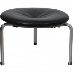 Poul Kjærholm PK33 skammel i sort læder fra 1984