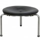 Poul Kjærholm PK-33 footstool in black leather from the 1990s