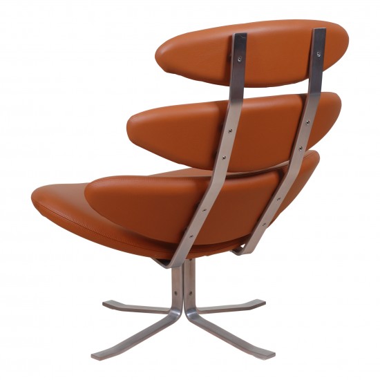 Poul M Volther Corona chair newly upholstered with cognac bison leather