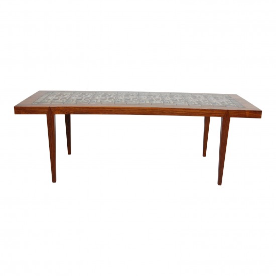 Severin Hansen rectangular rosewood coffee table with tiles