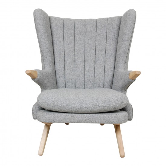 Svend Skipper Papa Bear Chair in grey hallingdal fabric and oak