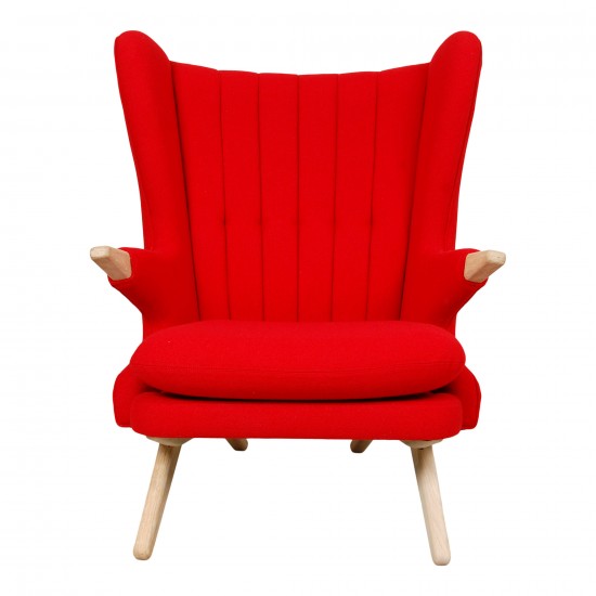 Svend Skipper Papa Bear Chair in red hallingdal fabric and oak