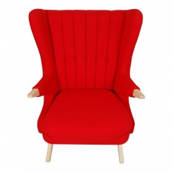 Svend Skipper Papa Bear Chair in red hallingdal fabric and oak
