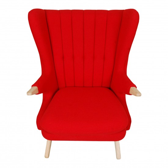 Svend Skipper Papa Bear Chair in red hallingdal fabric and oak