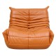 Michel Ducaroy Togo lounge chair reupholstered in cognac leather