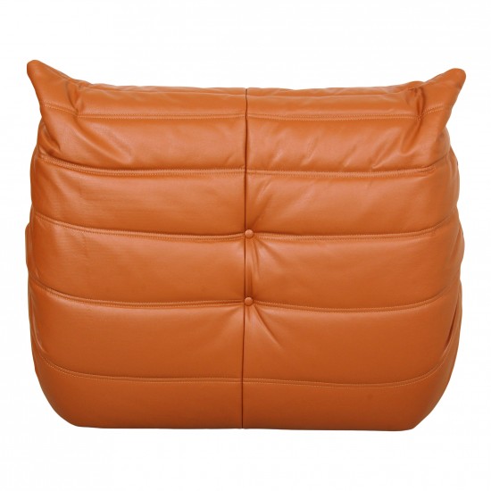 Michel Ducaroy Togo lounge chair reupholstered in cognac leather