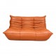 Michel Ducaroy Togo 2-seater sofa newly upholstered in cognac classic leather