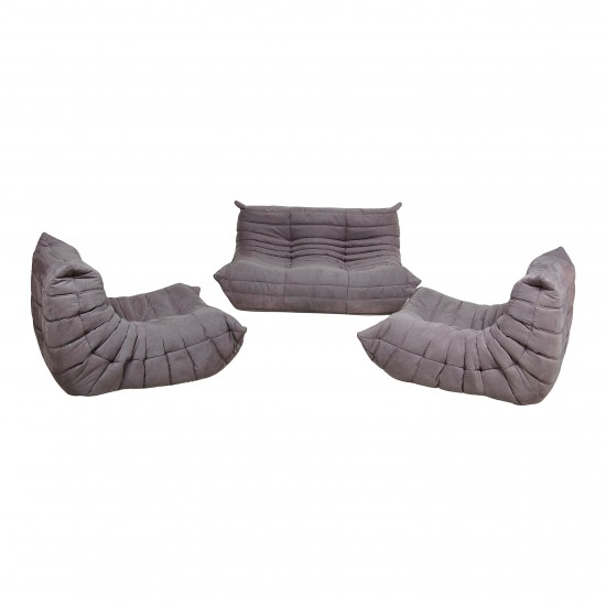 Michel Ducaroy Togo sofa set grey fabric (3)