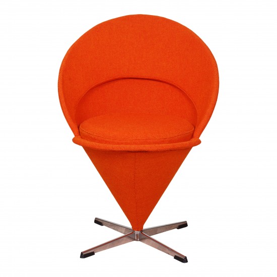 Verner Panton Cone chair newly upholstered with orange Hallingdal fabric