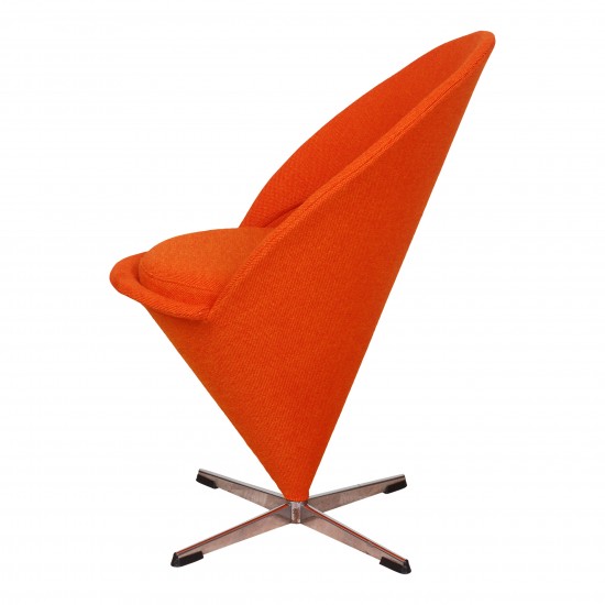 Verner Panton Cone chair newly upholstered with orange Hallingdal fabric