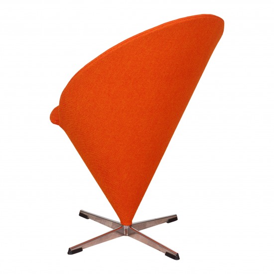 Verner Panton Cone chair newly upholstered with orange Hallingdal fabric