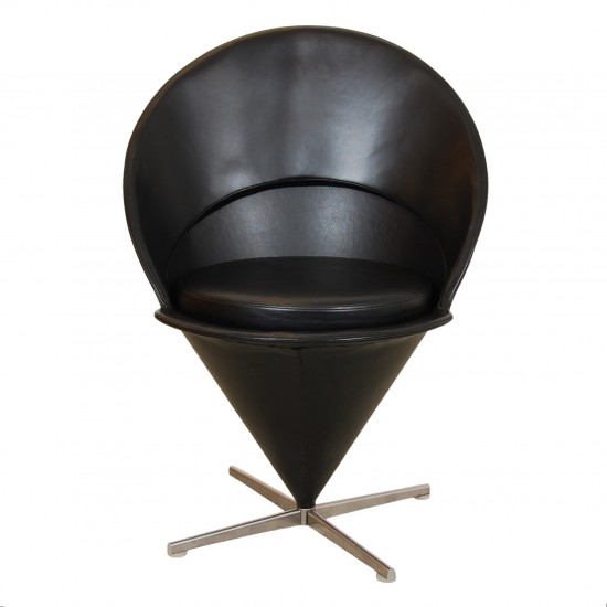 Verner Panton Cone-chair in black leather