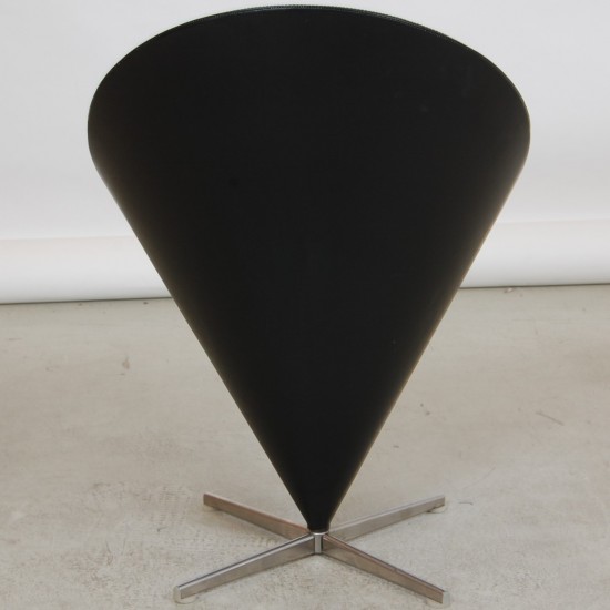 Verner Panton Cone-chair i sort læder