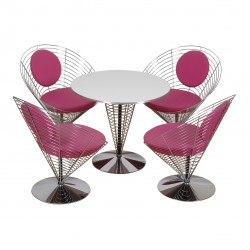 Verner Panton Wire Cone chair sæt i lilla stof