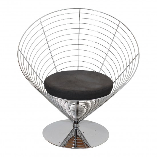 Verner Panton Wire Cone Chair with black kvadrat fabric