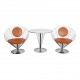 Verner Panton Wire Cone chair Set with brown patinated leather