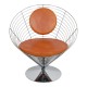 Verner Panton Wire Cone chair Set with brown patinated leather
