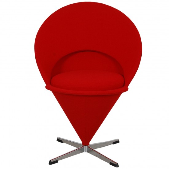 Verner Panton Cone chair in red Hallingdal fabric