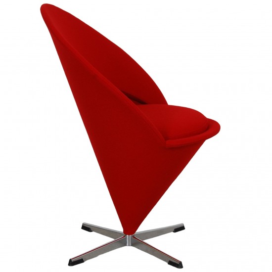 Verner Panton Cone chair in red Hallingdal fabric