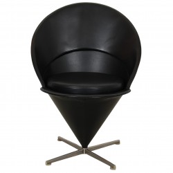 Verner Panton Cone chair i sort læder