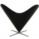 Verner Panton Heart cone chair reupholstered with black classic leather