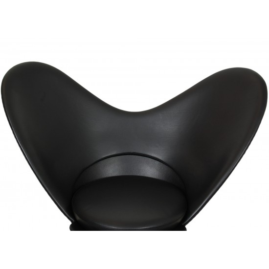 Verner Panton Heart cone chair reupholstered with black classic leather