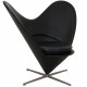 Verner Panton Heart cone chair reupholstered with black classic leather