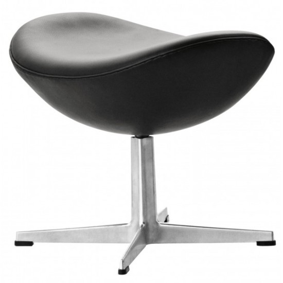 Arne Jacobsen Egg ottoman with black aniline leather