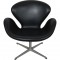 Arne Jacobsen Swan chair in original black Aura leather