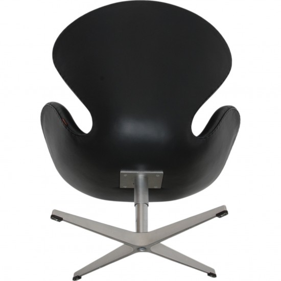 Arne Jacobsen Swan chair in original black Aura leather