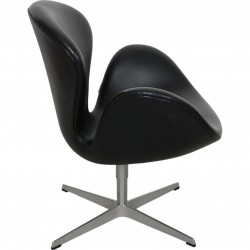 Arne Jacobsen Swan chair in original black Aura leather