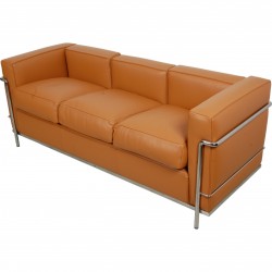 Ny Le Corbusier 3.personers LC2 sofa i cognac læder