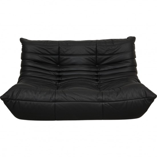 Michel Ducaroy 2-personers TOGO sofa i patineret sort læder