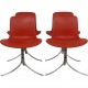 Set of four Poul Kjærholm PK9 chairs in red leather