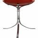 Set of four Poul Kjærholm PK9 chairs in red leather