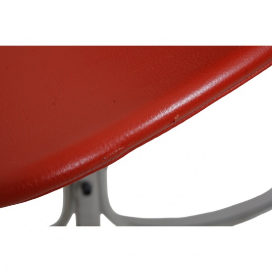 Set of four Poul Kjærholm PK9 chairs in red leather