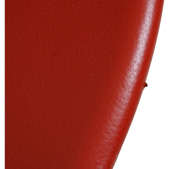 Set of four Poul Kjærholm PK9 chairs in red leather
