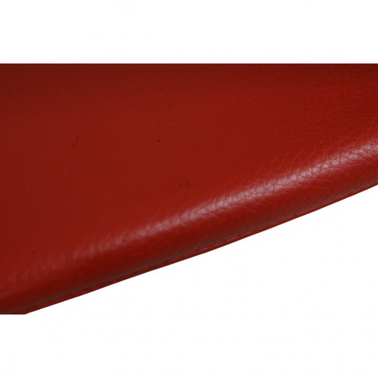 Set of four Poul Kjærholm PK9 chairs in red leather