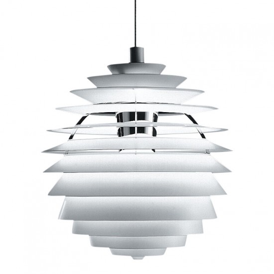 Poul Henningsen. 'Kuglen' loftlampe med skærme af hvidlakeret metal. H. 63 Ø 60 cm. Poul Henningsen. 'Kuglen' loftlampe med skærme af hvidlakeret metal. H. 63 Ø 60 cm.
