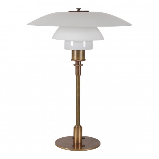 Poul Henningsen PH 4/3 table lamp with a burnished brass frame