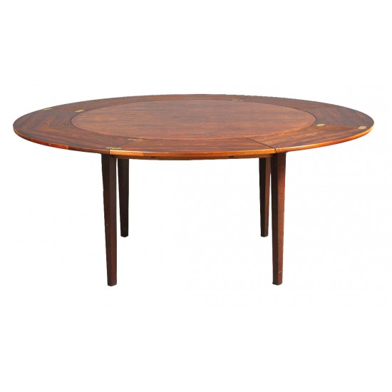 Dyrlund-Smith, Danmark, round rosewood table 'Flip Flap'