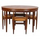 Hans Olsen Roundette table with 4 chairs, teak and cognac aniline leather