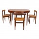 Hans Olsen Roundette table with 4 chairs, teak and cognac aniline leather