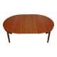 Hans Olsen Roundette bord med 4 stole, teak og cognac anilin læder