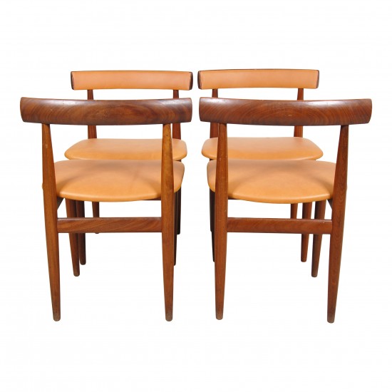 Hans Olsen Roundette table with 4 chairs, teak and cognac aniline leather